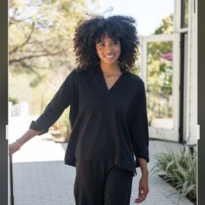 Mersea Amelia Cuff Tee slub cotton vneck shirt top oversized One Size (2-20) O/S